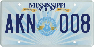 MS license plate AKN008