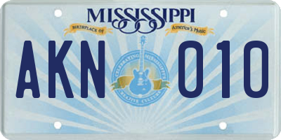 MS license plate AKN010