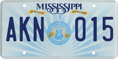 MS license plate AKN015