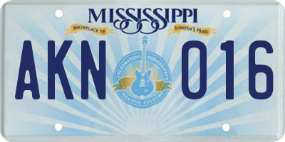 MS license plate AKN016