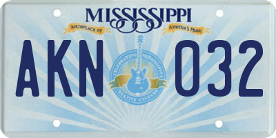 MS license plate AKN032