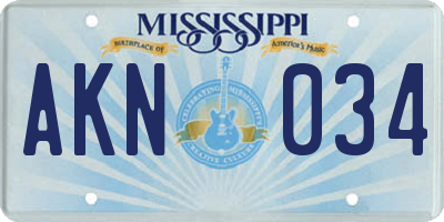 MS license plate AKN034