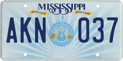 MS license plate AKN037