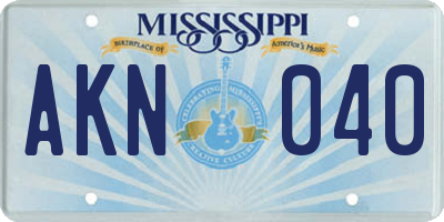 MS license plate AKN040