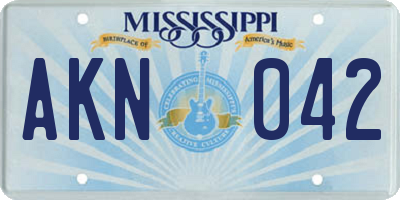 MS license plate AKN042