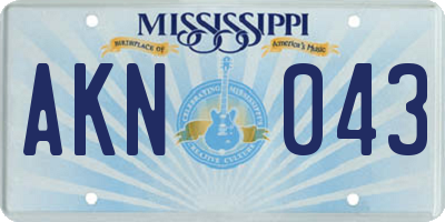 MS license plate AKN043