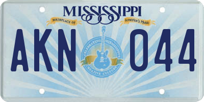 MS license plate AKN044