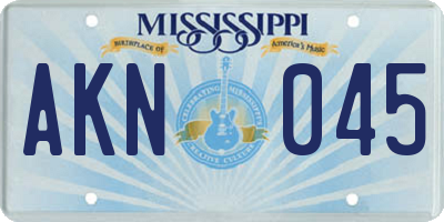MS license plate AKN045