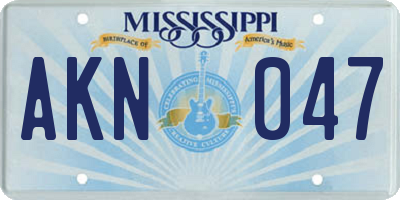 MS license plate AKN047