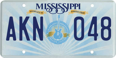 MS license plate AKN048
