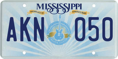 MS license plate AKN050