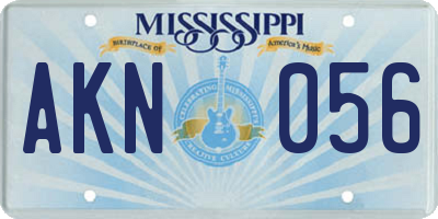 MS license plate AKN056