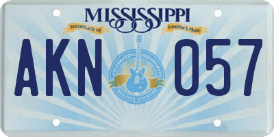 MS license plate AKN057