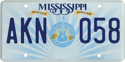 MS license plate AKN058