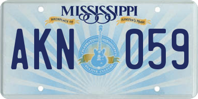 MS license plate AKN059