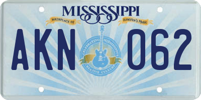 MS license plate AKN062