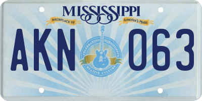 MS license plate AKN063