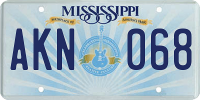 MS license plate AKN068