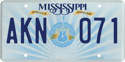MS license plate AKN071