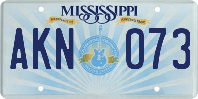 MS license plate AKN073