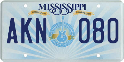 MS license plate AKN080