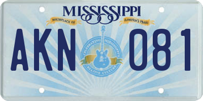 MS license plate AKN081
