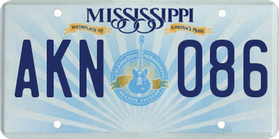 MS license plate AKN086