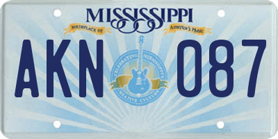 MS license plate AKN087