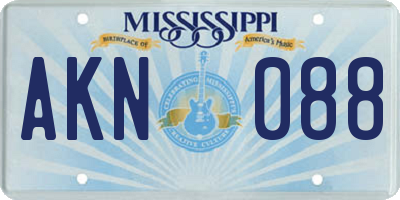 MS license plate AKN088