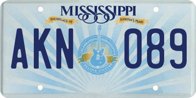 MS license plate AKN089