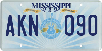 MS license plate AKN090