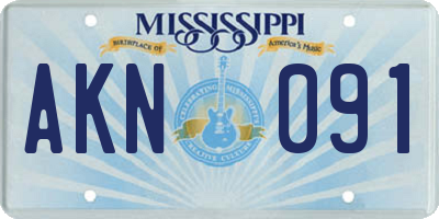 MS license plate AKN091