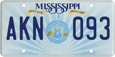 MS license plate AKN093