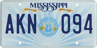 MS license plate AKN094