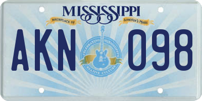 MS license plate AKN098