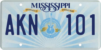 MS license plate AKN101