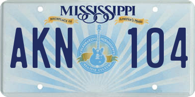 MS license plate AKN104