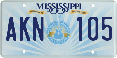 MS license plate AKN105