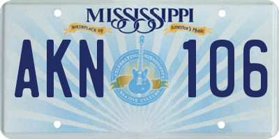MS license plate AKN106