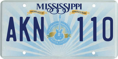 MS license plate AKN110