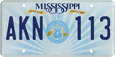 MS license plate AKN113
