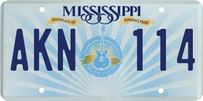 MS license plate AKN114