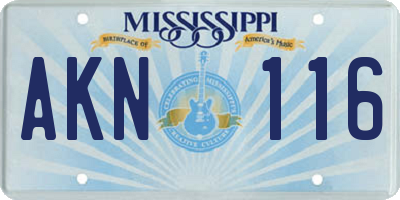 MS license plate AKN116