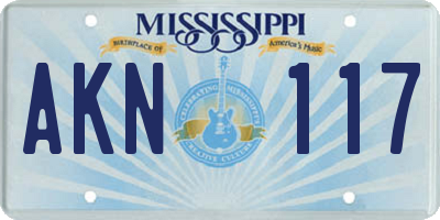 MS license plate AKN117