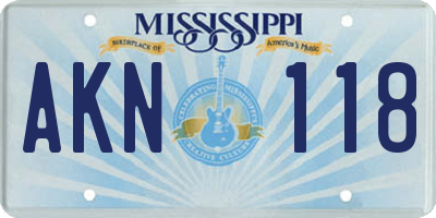 MS license plate AKN118