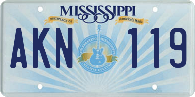 MS license plate AKN119