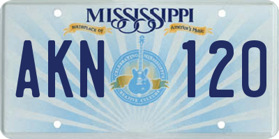 MS license plate AKN120