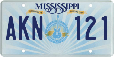 MS license plate AKN121