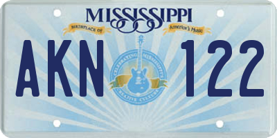 MS license plate AKN122
