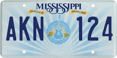 MS license plate AKN124